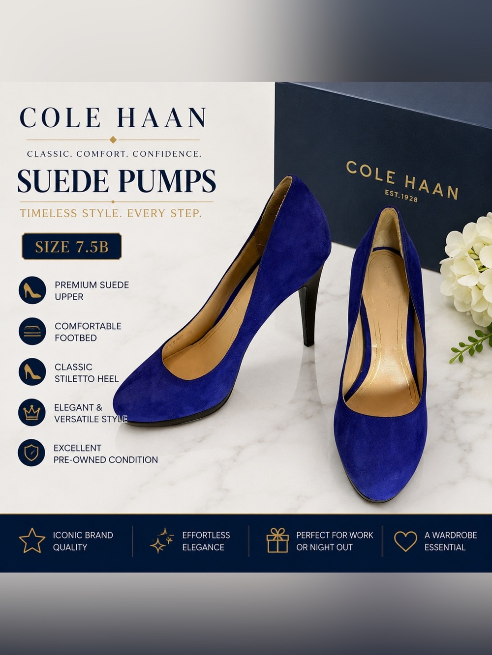 Cole Haan Suede Pumps | Cobalt Blue | Women’s Size 7.5B
